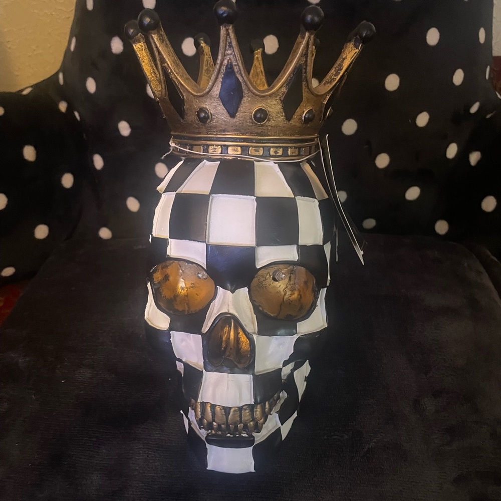 Christian Siriano Black and White Skull with Gold Crown